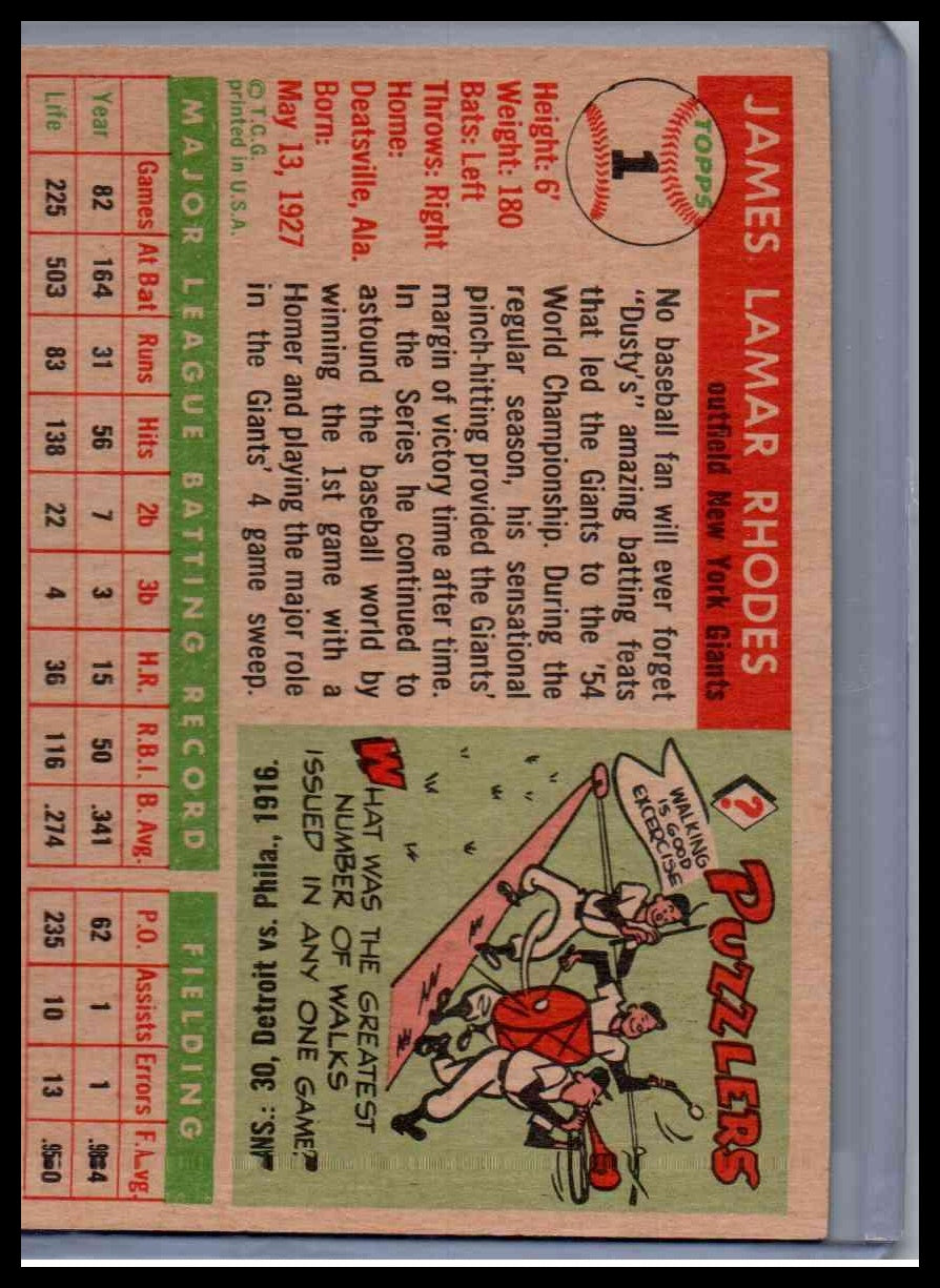 1955 Topps Dusty Rhodes #1