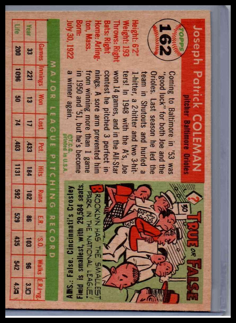 1955 Topps Joe Coleman #162