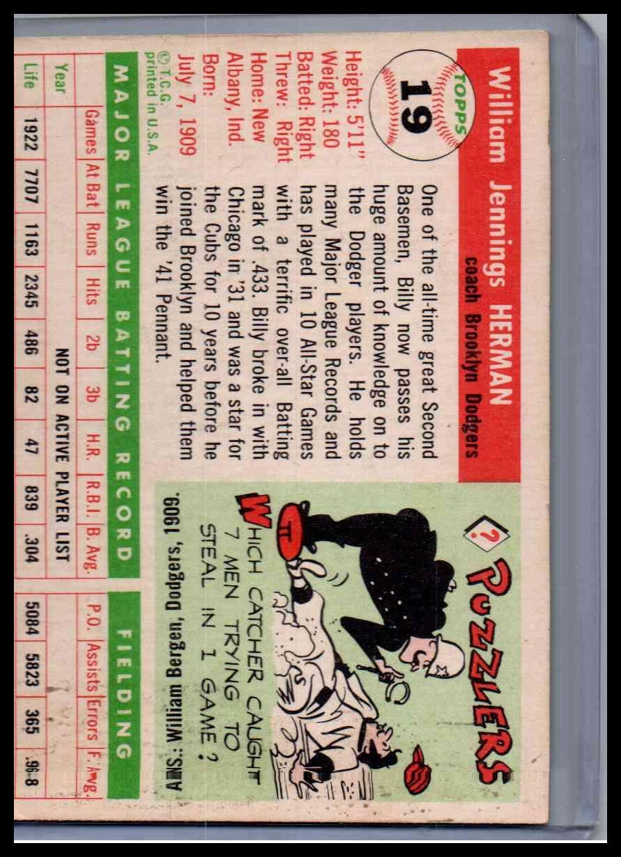 1955 Topps Billy Herman #19