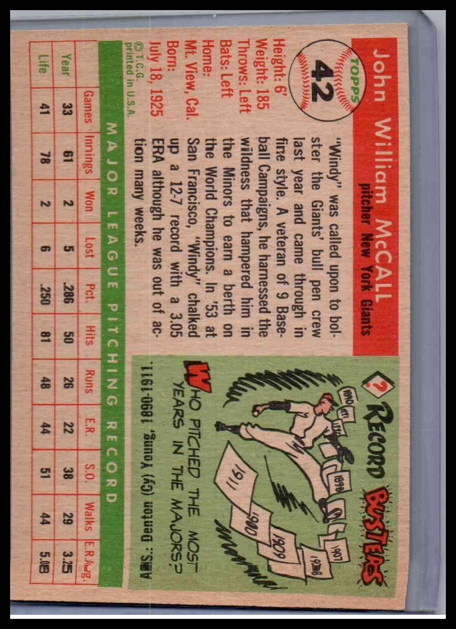 1955 Topps Windy McCall #42