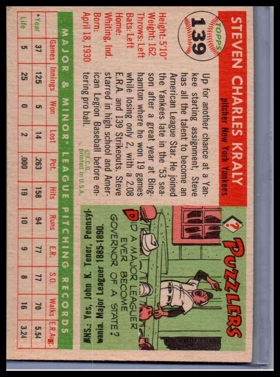 1955 Topps Steve Kraly #139