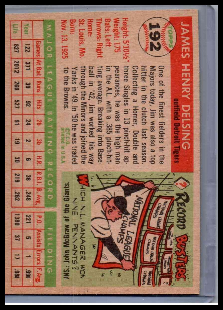 1955 Topps Jim Delsing #192