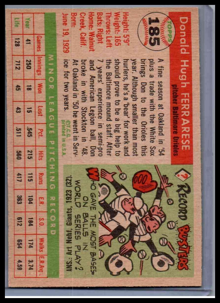 1955 Topps Don Ferrarese #185