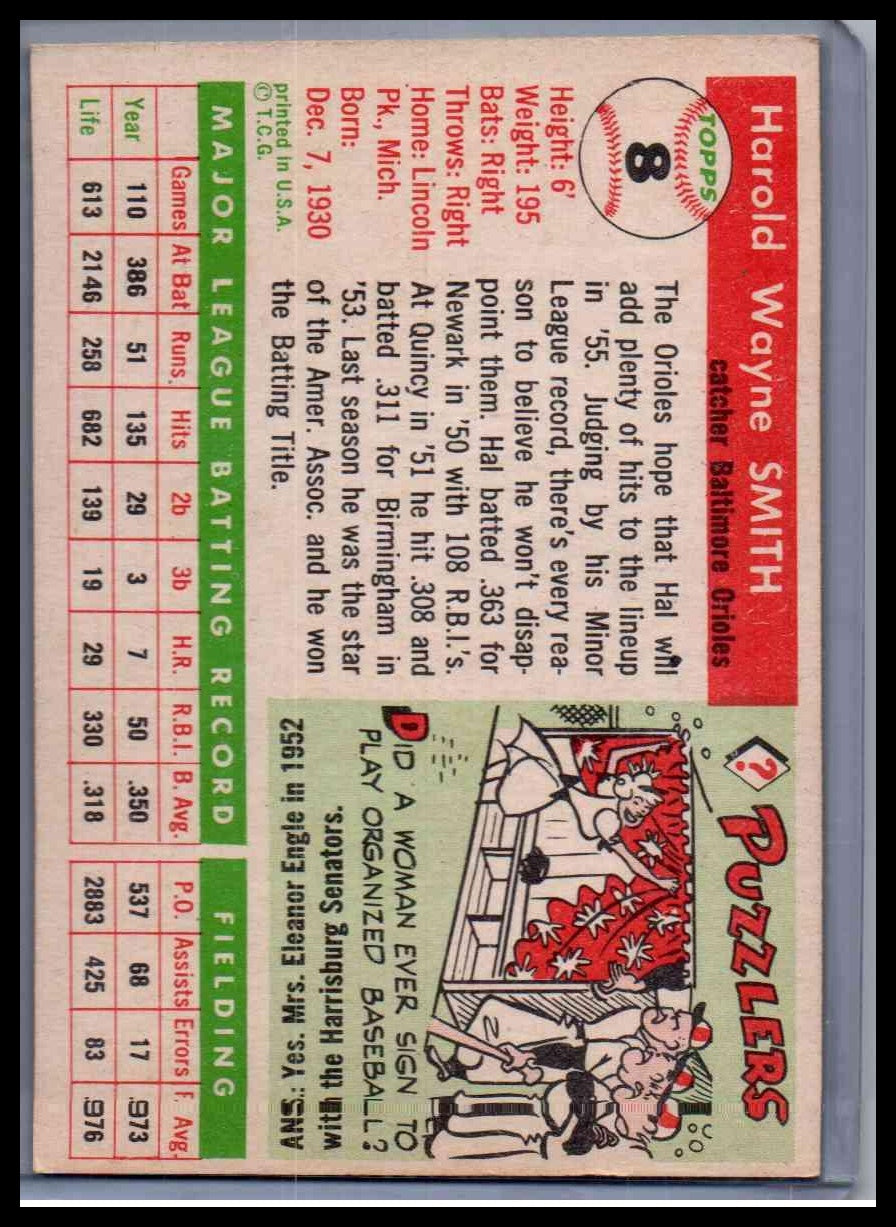 1955 Topps Hal Smith #8