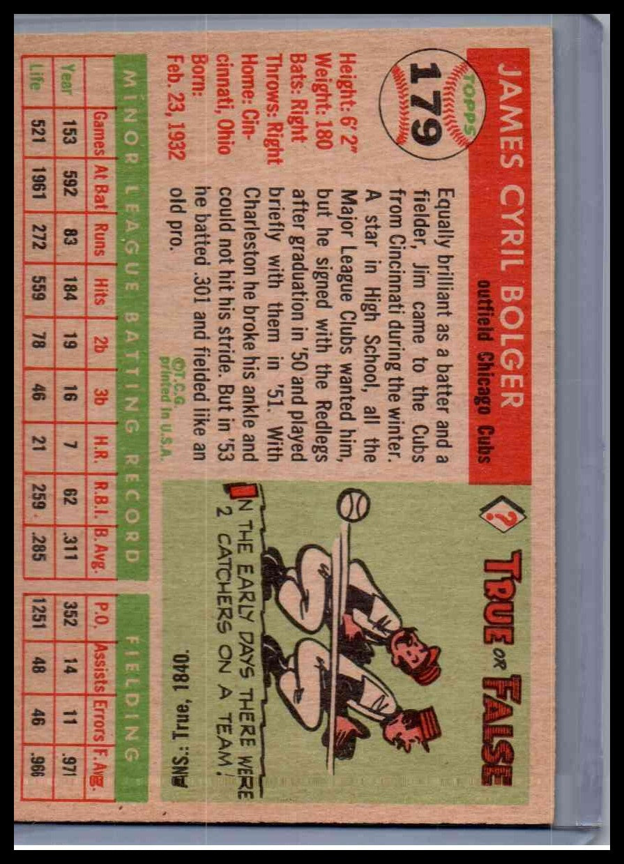 1955 Topps Jim Bolger #179