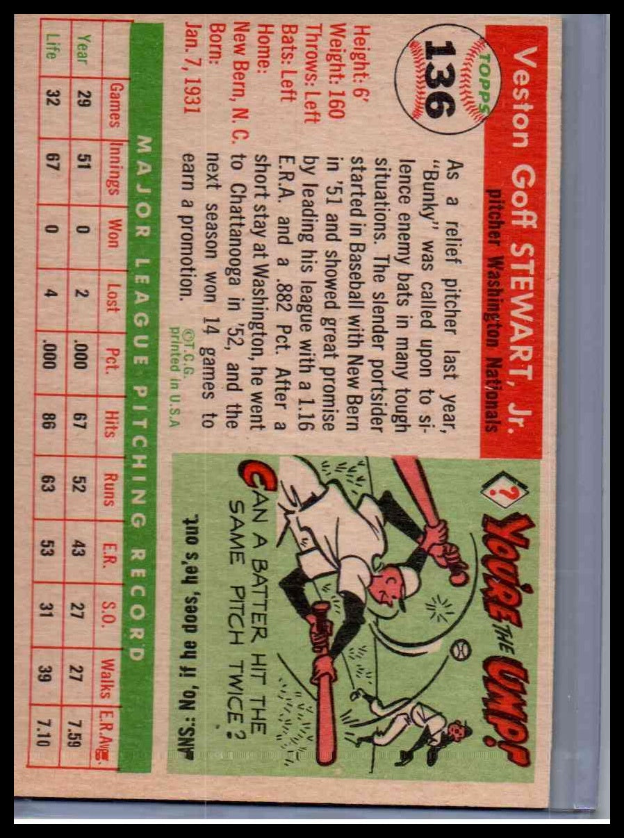 1955 Topps Bunky Stewart #136 RC