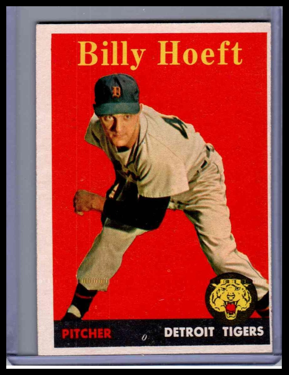 1958 Topps Billy Hoeft #13 - Name in Yellow Letters, Red Triangle by Foot
