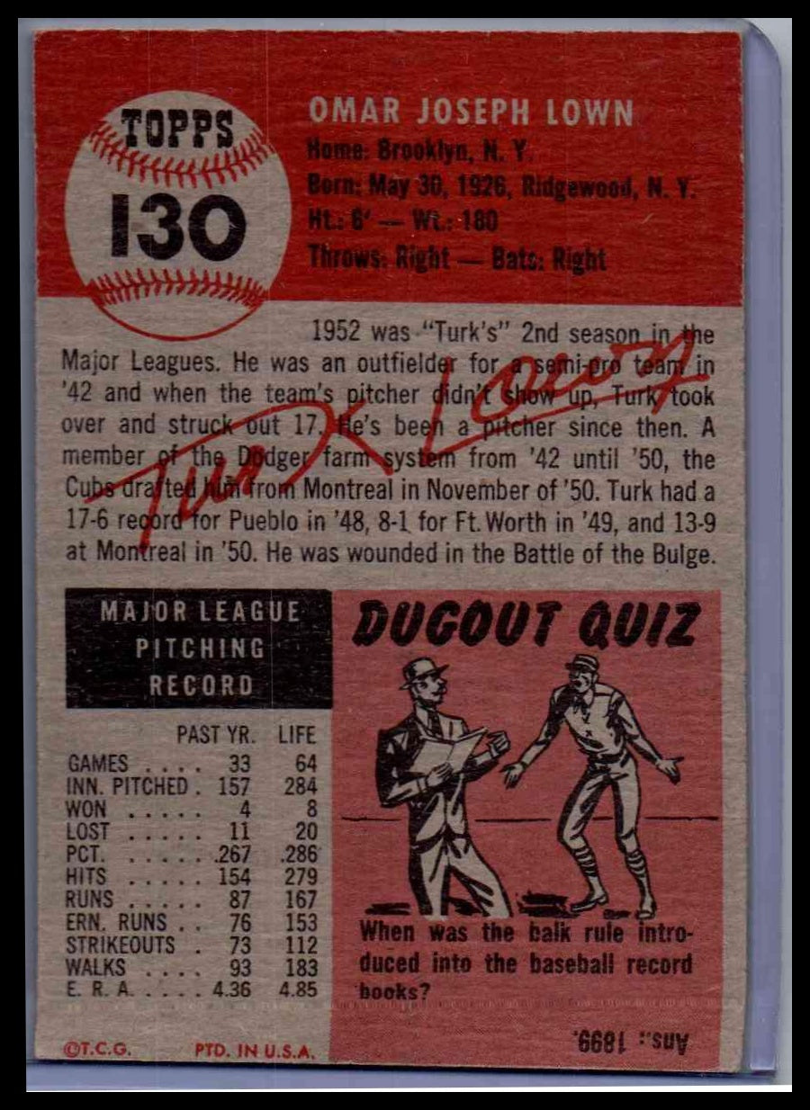 1953 Topps Turk Lown #130