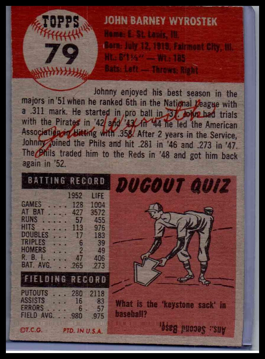 1953 Topps Johnny Wyrostek #79
