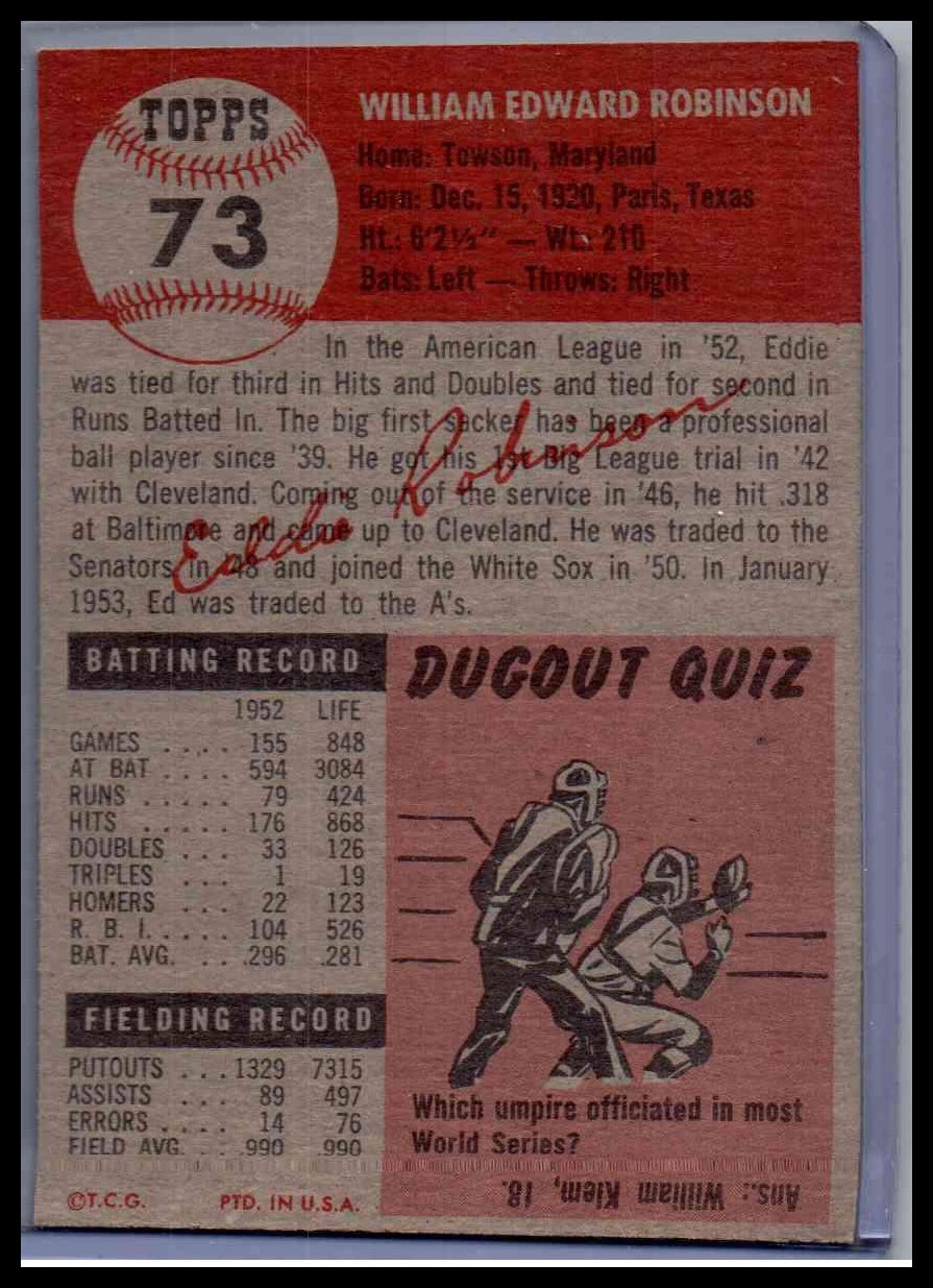 1953 Topps Eddie Robinson #73
