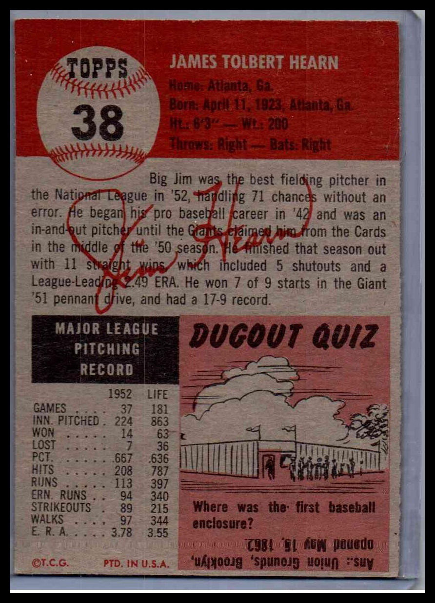 1953 Topps Jim Hearn #38