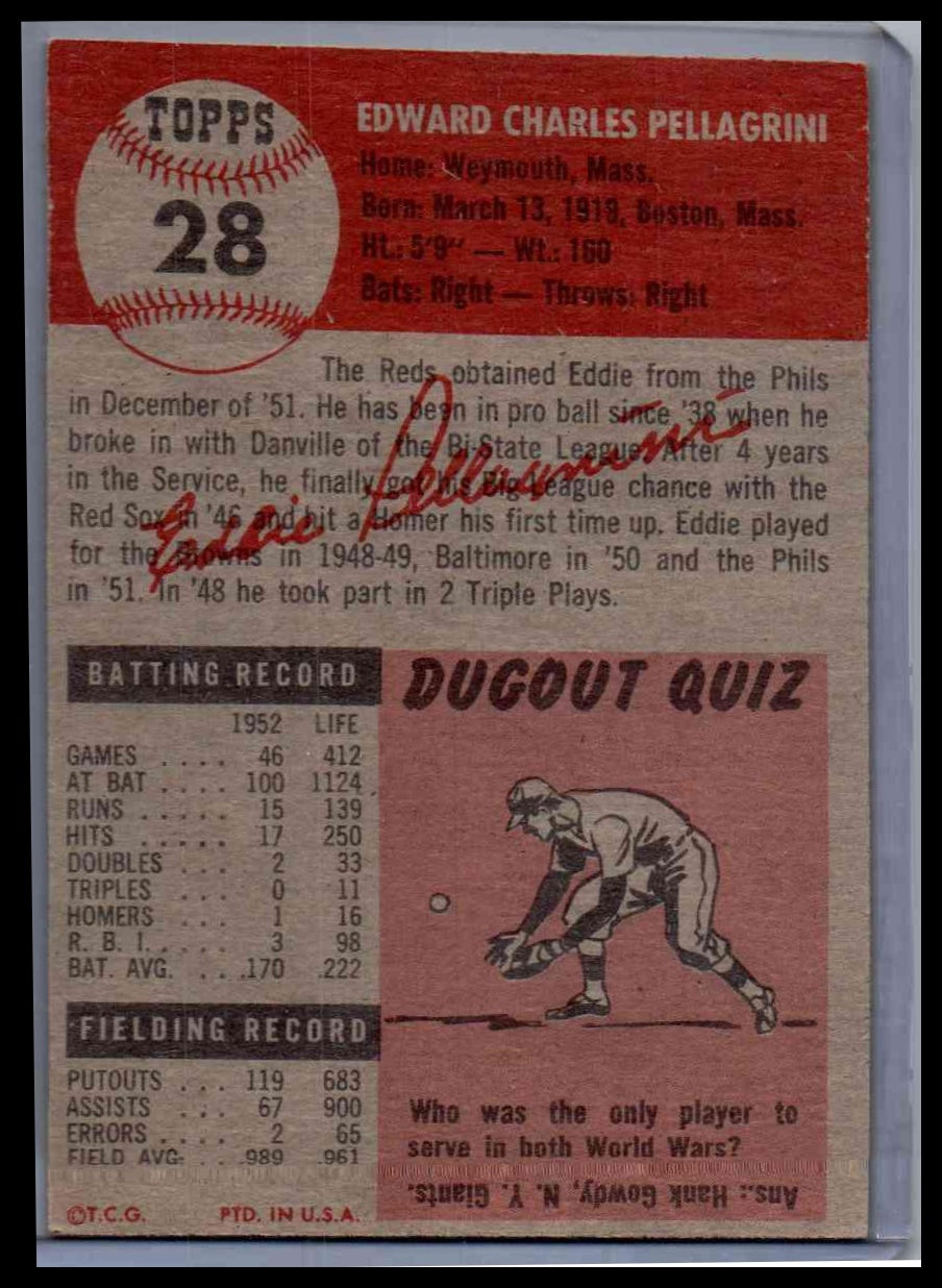 1953 Topps Eddie Pellagrini #28