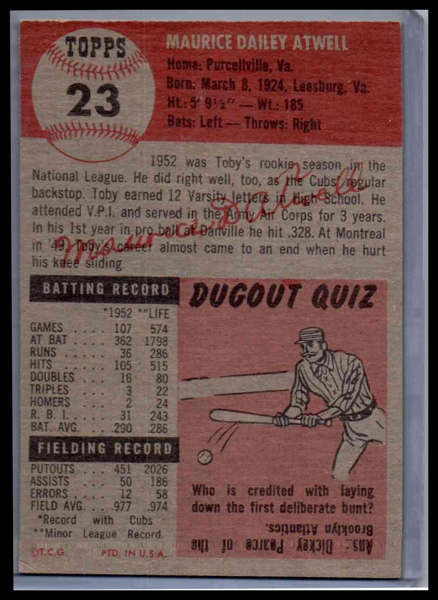 1953 Topps Toby Atwell #23