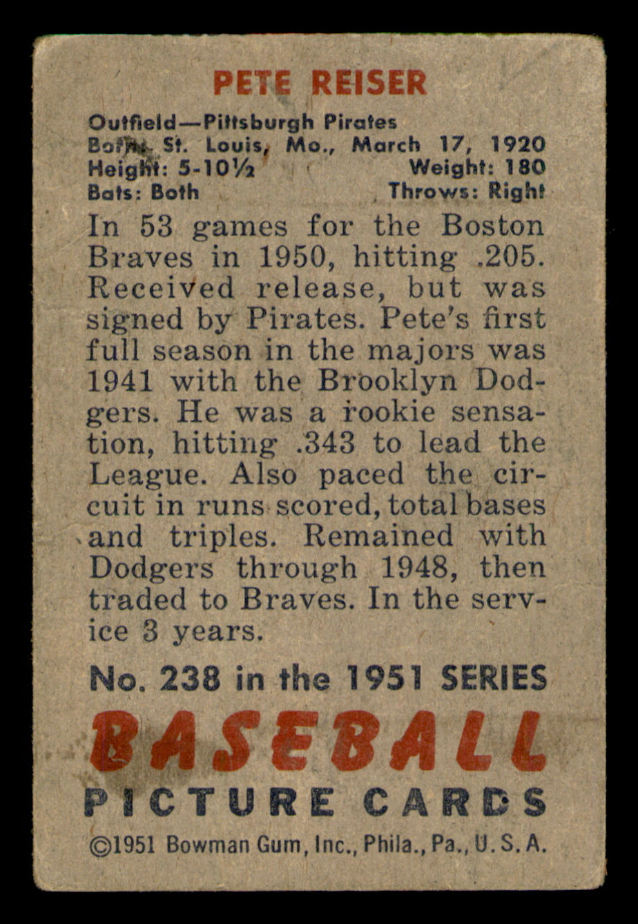 1951 Bowman Pete Reiser #238