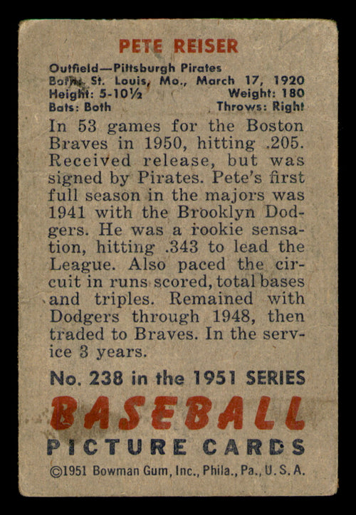1951 Bowman Pete Reiser #238