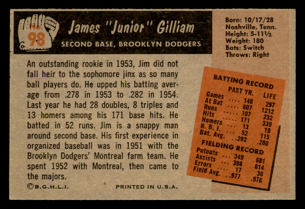 1955 Bowman Jim Gilliam #98