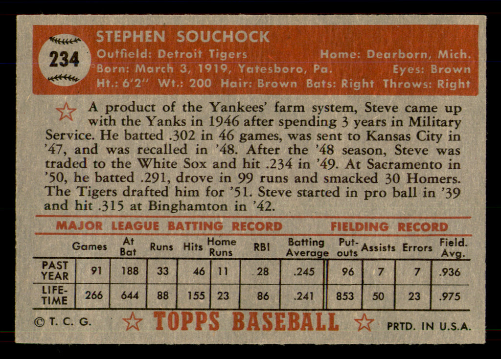 1952 Topps Steve Souchock #234