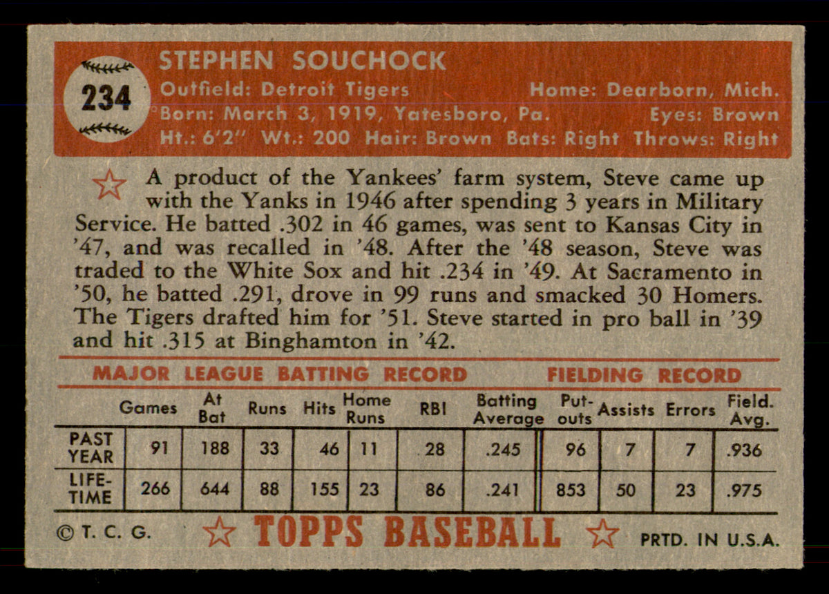 1952 Topps Steve Souchock #234