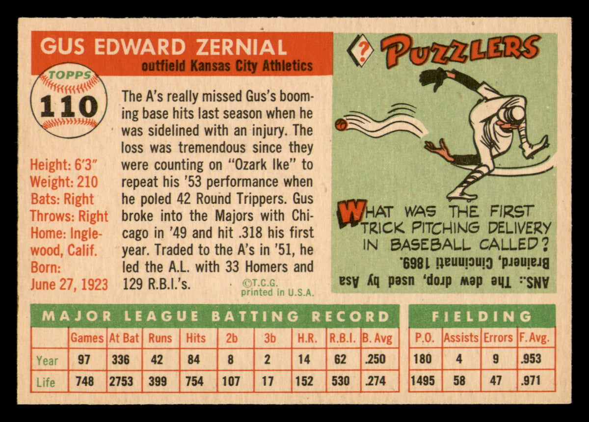 1955 Topps Gus Zernial #110
