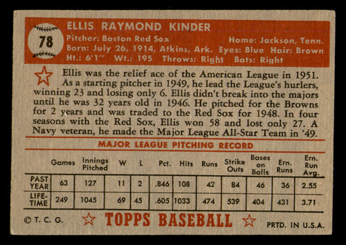 1952 Topps Ellis Kinder #78