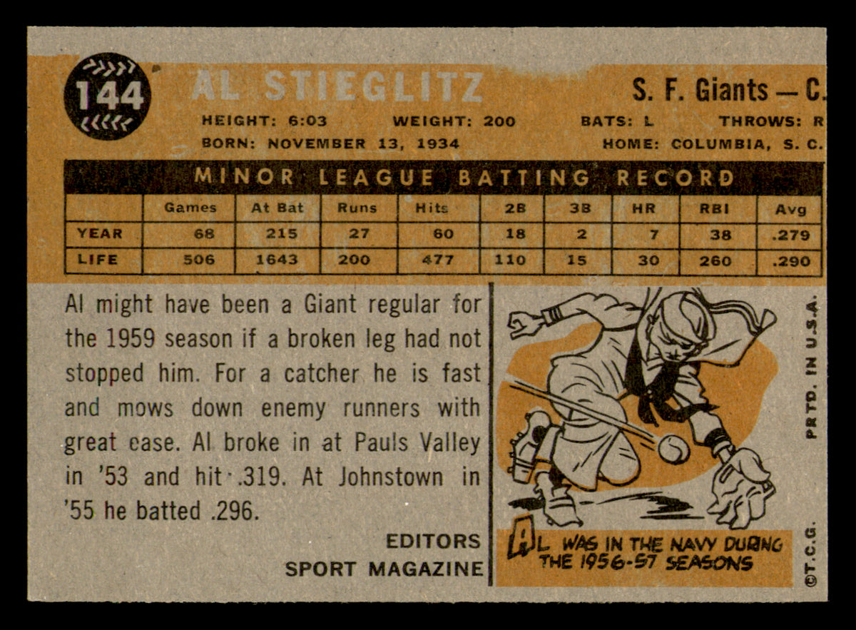 1960 Topps Al Stieglitz #144 Vintage