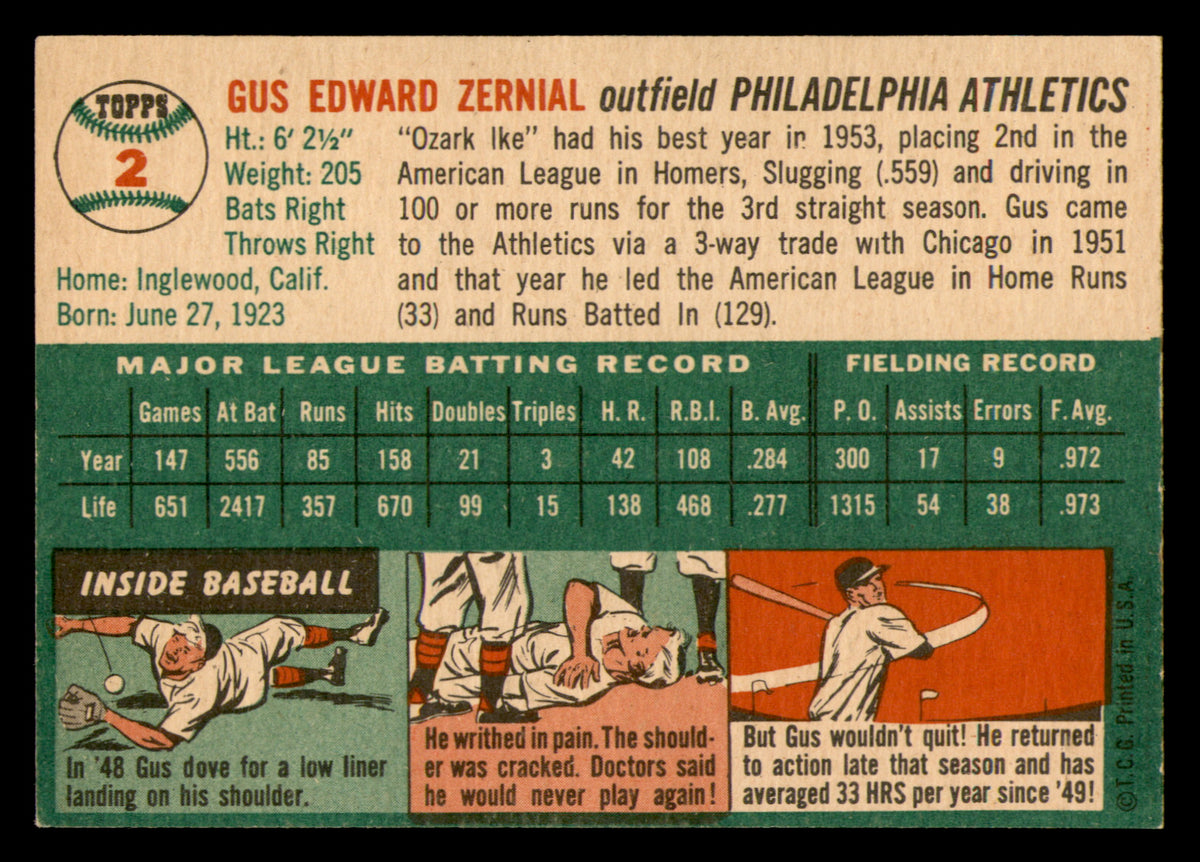 1954 Topps Gus Zernial #2