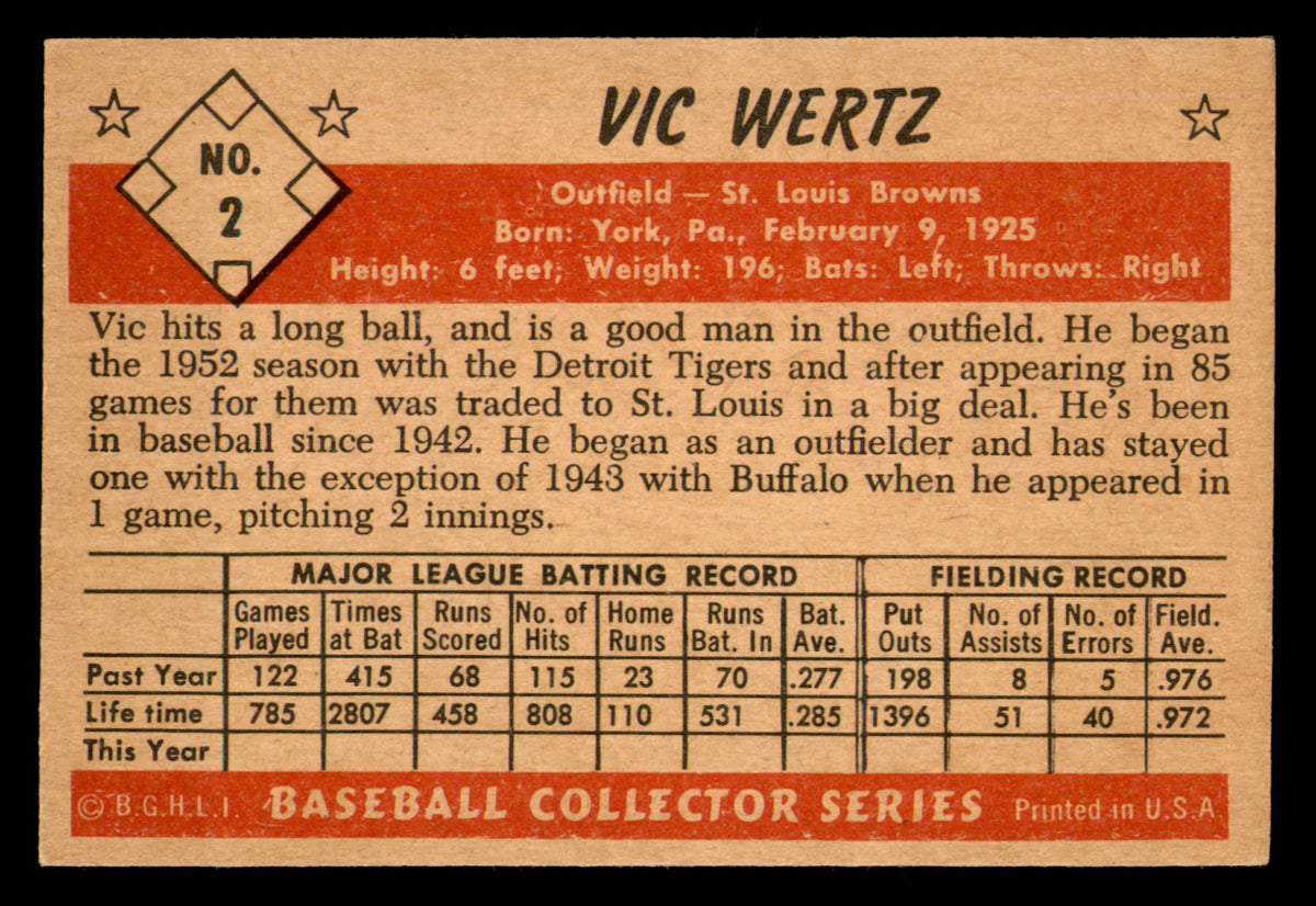 1953 Bowman Color Vic Wertz #2