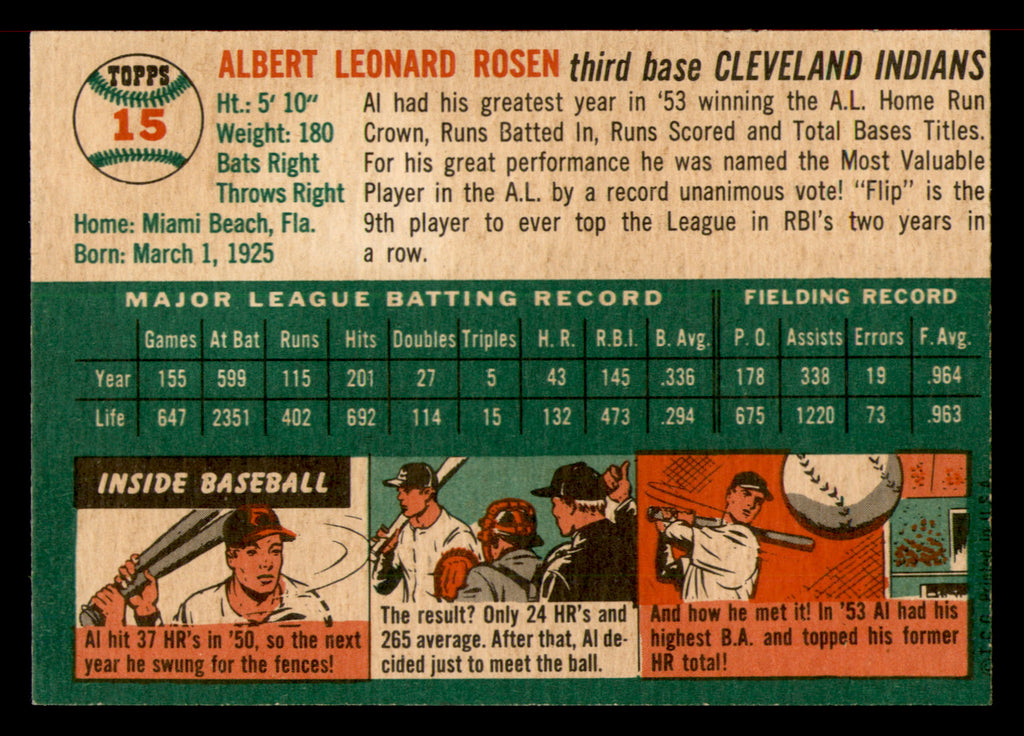 1954 Topps Al Rosen #15
