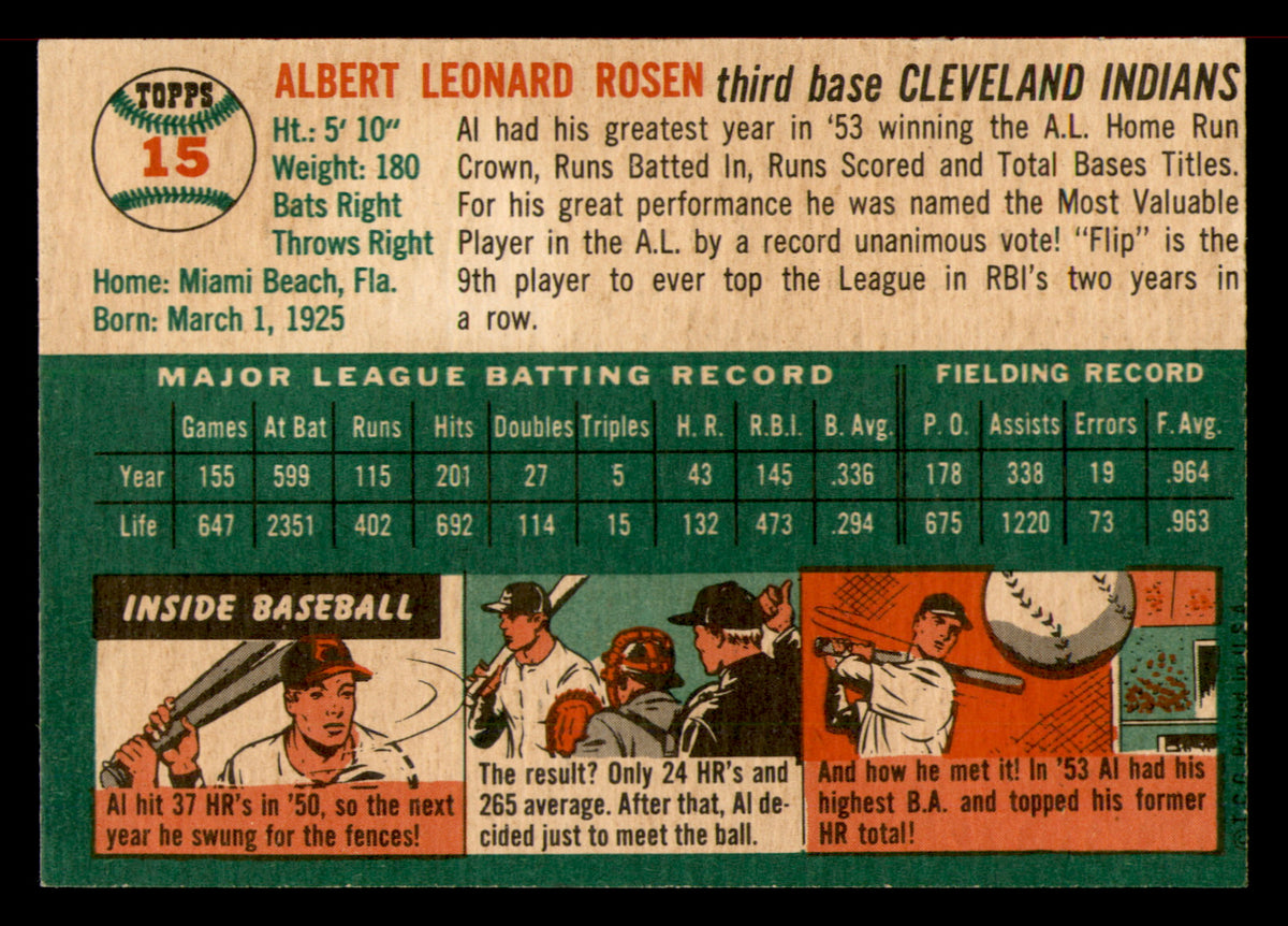 1954 Topps Al Rosen #15