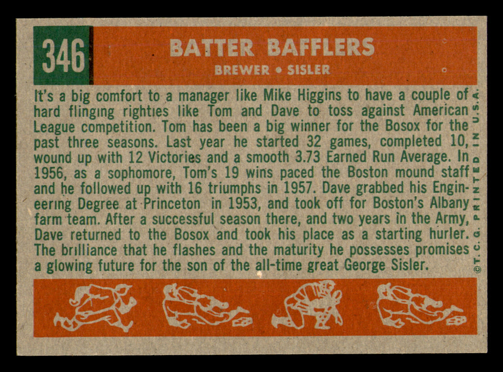 1958 Topps Batter Bafflers (Tom Brewer & Dave Sisler) #346
