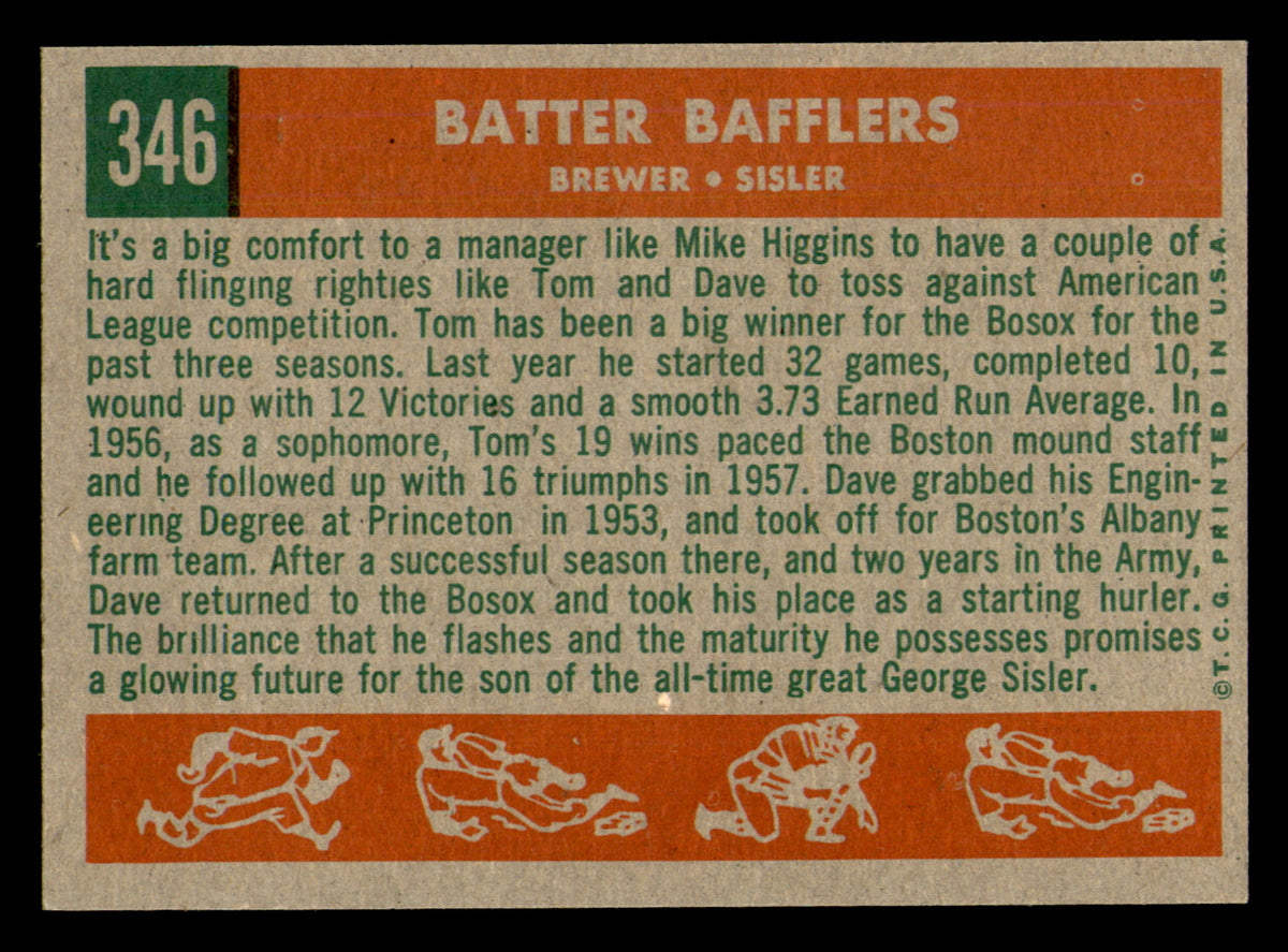 1958 Topps Batter Bafflers (Tom Brewer & Dave Sisler) #346