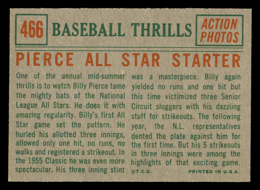 1959 Topps Billy Pierce #466 - All Star Starter
