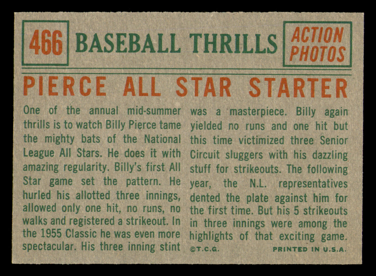 1959 Topps Billy Pierce #466 - All Star Starter
