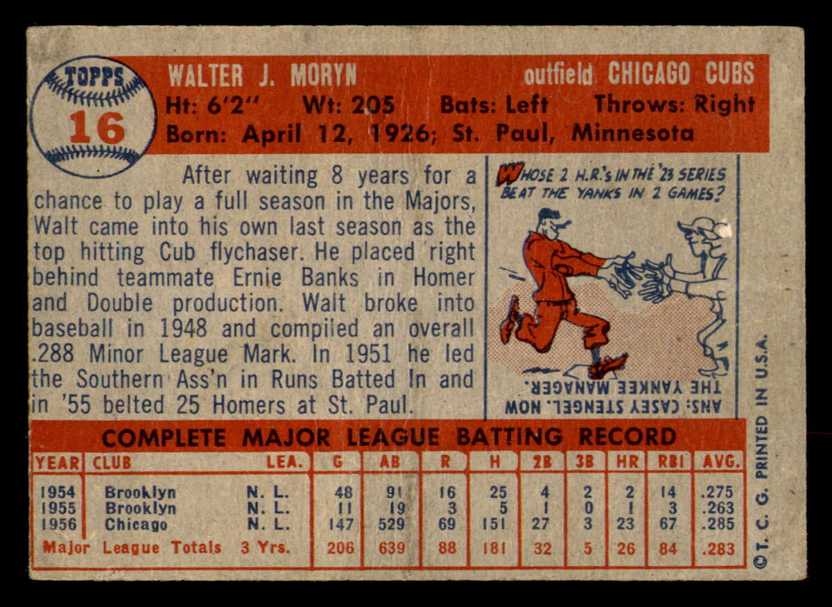 1957 Topps Walt Moryn #16
