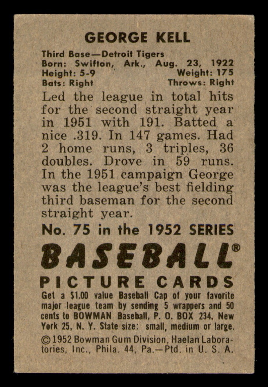 1952 Bowman George Kell #75 Nicely Centered