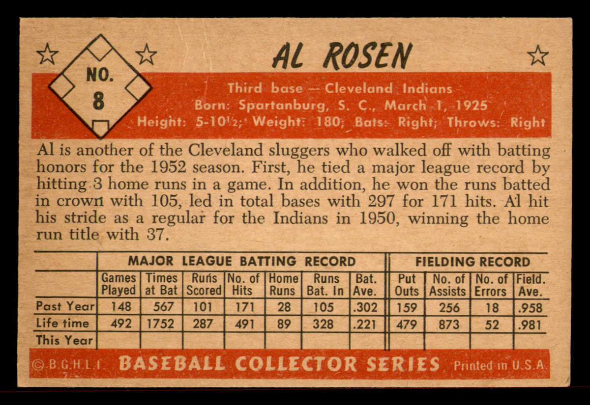 1953 Bowman Color Al Rosen #8