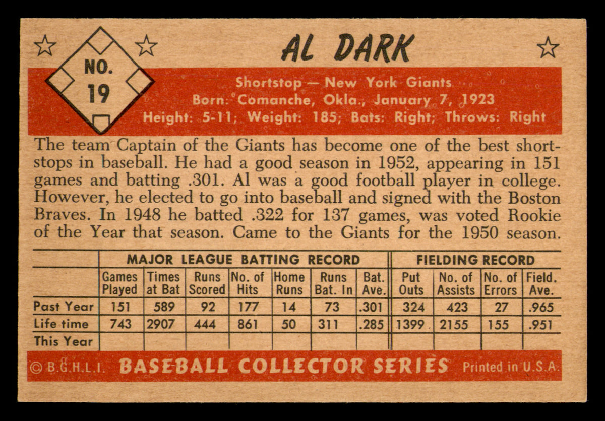 1953 Bowman Color Al Dark #19