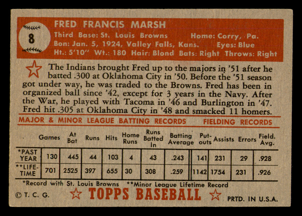 1953 Topps Fred Marsh #8