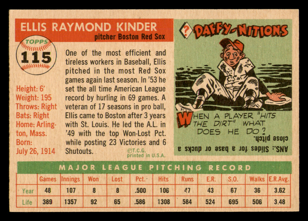 1955 Topps Ellis Kinder #115
