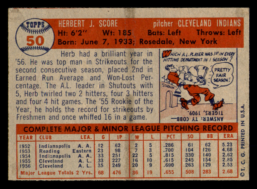 1957 Topps Herb Score #50