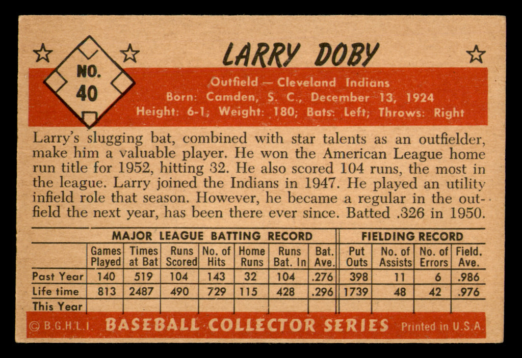1953 Bowman Color Larry Doby #40 HOF