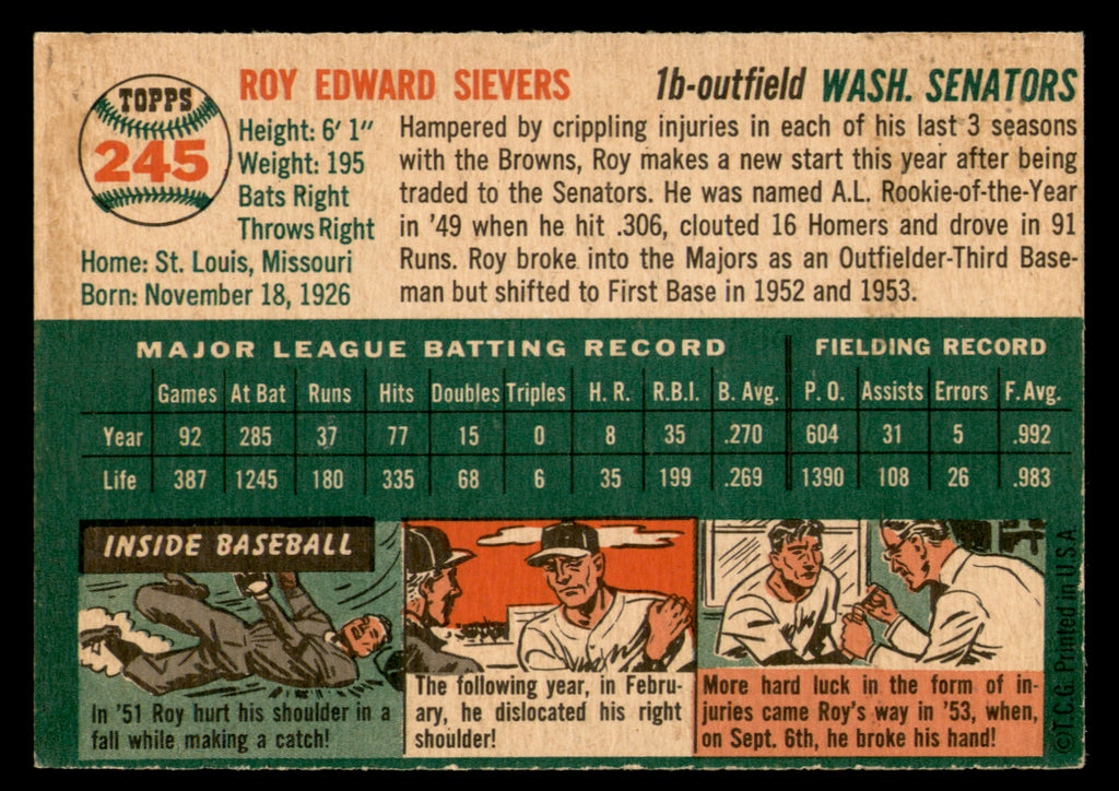 1954 Topps Roy Sievers #245