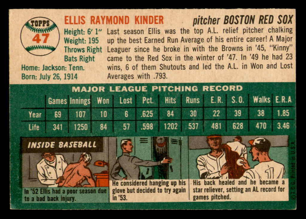 1954 Topps Ellis Kinder #47
