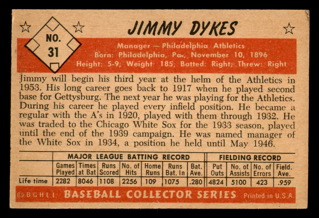 1953 Bowman Jimmy Dykes #31