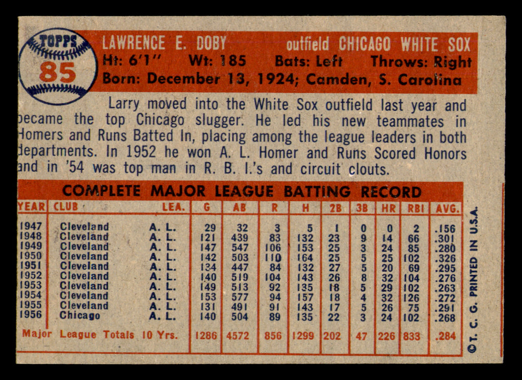 1957 Topps Larry Doby #85 HOF